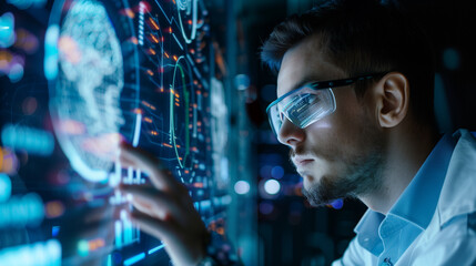 Wall Mural - data scientist using virtual reality technology