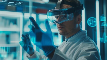 Wall Mural - data scientist using virtual reality technology
