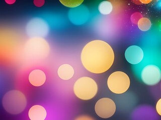 abstract image of colorful bokeh lights on a dark background. soft and glowing balls in blue and pink , rainbow