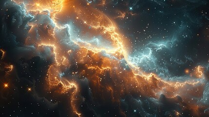 Wall Mural - An abstract representation of the universe with galaxies, stars, and cosmic energy, evoking a sense of wonder and infinity.