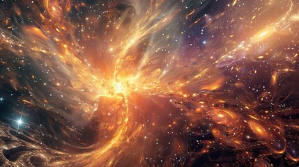 Wall Mural - An abstract representation of the universe with galaxies, stars, and cosmic energy, evoking a sense of wonder and infinity.