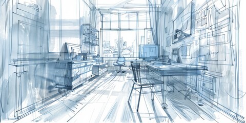 Fototapete - Artistic sketching and conceptualization in the studio