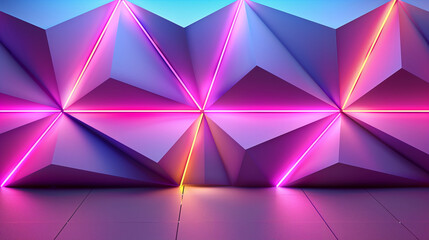 Wall Mural - abstract purple background with geometric neon lines