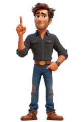 Aufkleber - Cartoon Man Points a Finger at an Empty Place extreme closeup. Generative AI