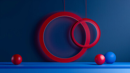 Wall Mural - there are two red and blue balls on a blue surface