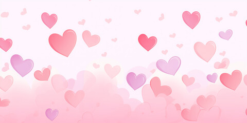 Poster - there are many hearts flying in the air on a pink background