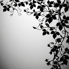 Wall Mural - Silhouette of floral patterns on a sleek modern background.