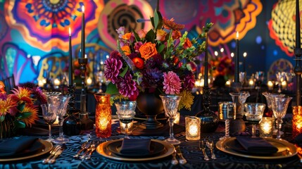 Creative party arrangement featuring an imaginative and dynamic pattern design