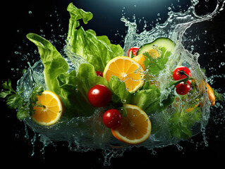 Wall Mural - Fantastic Red and yellow bell pepper splash into clear water