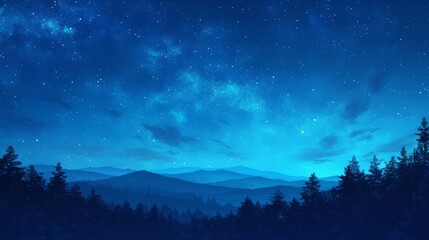 Starry Night Over Silhouetted Mountains
