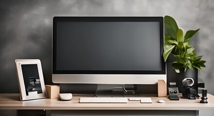 Wall Mural - Modern designer room with a computer on the table