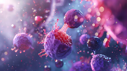 Wall Mural - human cell with lysosomes breaking down waste