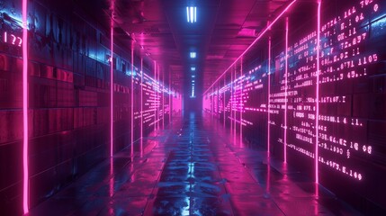Binary Data with Neon Effect 