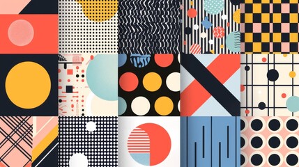 clean and simple geometric patterns in vibrant colors, perfect for modern graphic designs