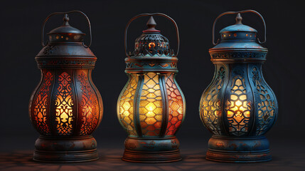 Wall Mural - Vintage Arabic lantern for Eid-al-Adha celebration, realistic and detailed, with a theme of the feast of sacrifice.