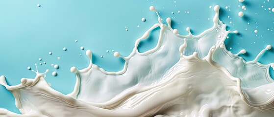 White milk splash against a blue background.