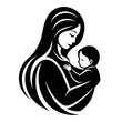 © bizboxdesigner - Mother and Baby Logo Design vector art silhouette on a white background