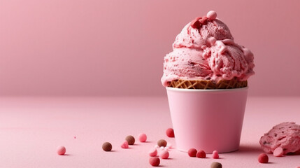 Wall Mural - strawberry chocolate chip ice cream