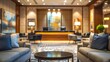 © Rainister - Blurred Hotel Lobby with Elegant Decor A professional image of a hotel lobby with plush seating and modern decor The background elements
