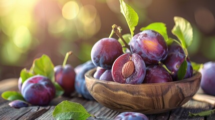 Canvas Print - Fresh plums are ready in the bowl