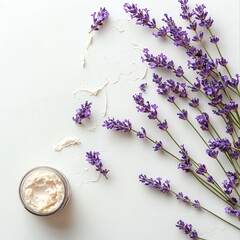 - Make a skincare-themed background using soft lavender and whites with ample space for text.