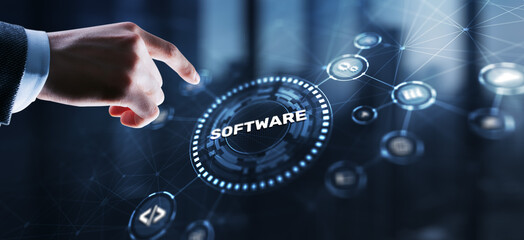 Wall Mural - software development. internet network technology concept