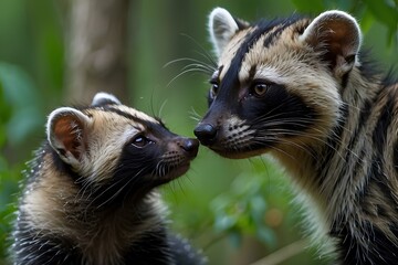 Wall Mural - Civet and baby 