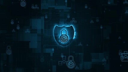 Cyber security lock animatec background