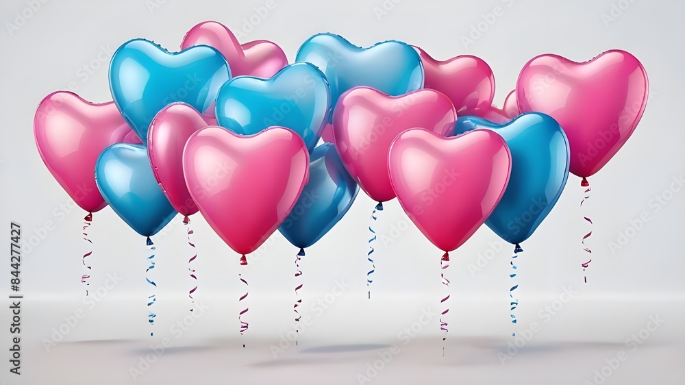 Pink heart shape balloons isolated on transparent background Stock ...