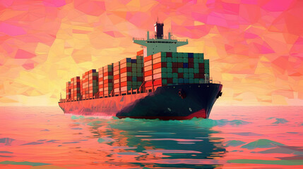 Wall Mural - container ship oil painting on canvas