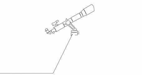 Wall Mural - Self drawing line animation School Telescope continuous one single line drawn concept video