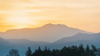 Canvas Print - 中央アルプス駒ヶ岳の夕景