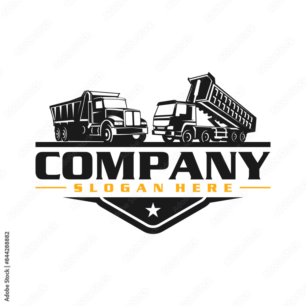 Premium dump truck business ready made circle emblem logo vector Stock ...