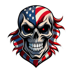 Wall Mural - A powerful patriotic skull American flag in grunge-style vector illustration 