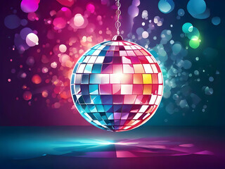 Wall Mural - purple disco ball. ball, sphere, nightclub, bright, shiny, decoration, vector, celebration, discoball, christmas, glitter, reflection,Ai generated 