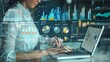 © Boontharika - A businesswoman working on a laptop, with data and charts in the background.  The image conveys a sense of technological advancement and business success.