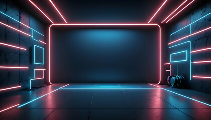 Wall Mural - neon room interior screen with alpha channel