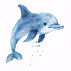 Wall Mural - A blue dolphin is flying through the air