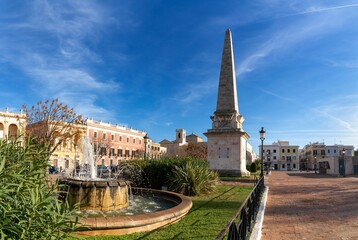 Poster - view of the Ciutadella Obelisk and the Plaza Born in the historic city center