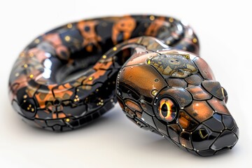 Poster - Detailed mechanical snake rendering with shiny scales and glowing eyes, reminiscent of advanced technology and sci-fi concepts