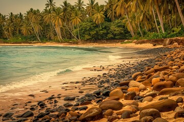 Stones on the shore of the warm tropical sea