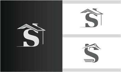 Wall Mural - letter S roof vector logo design