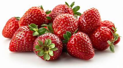 Wall Mural - A pile of fresh strawberries on a white surface