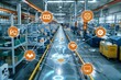 © JK_kyoto - An Industrial Internet of Things IIoT network connecting devices and sensors across a modern factory floor