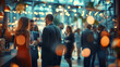 © INSPIRO SOURCE - Blurred shot of business people at party in office center