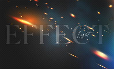 Wall Mural - sparks and glare of fire transparent motion light effect.