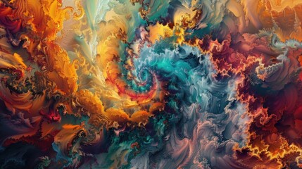 Wall Mural - A kaleidoscope of colors swirls together in a vivid dreamscape, mirroring the complexity of the human mind