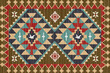 © Piyanat - Ikat Navajo  tribal vector seamless pattern. Native American ornament. Ethnic South Western decor style. Ikat Boho geometric ornament. Vector seamless pattern. Mexican blanket, Woven carpet