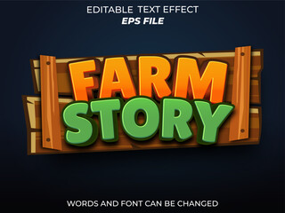Wall Mural - farm story text effect, font editable, typography, 3d text for games. vector template