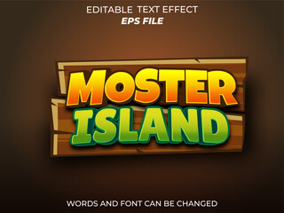 Wall Mural - monster island text effect, font editable, typography, 3d text for games. vector template